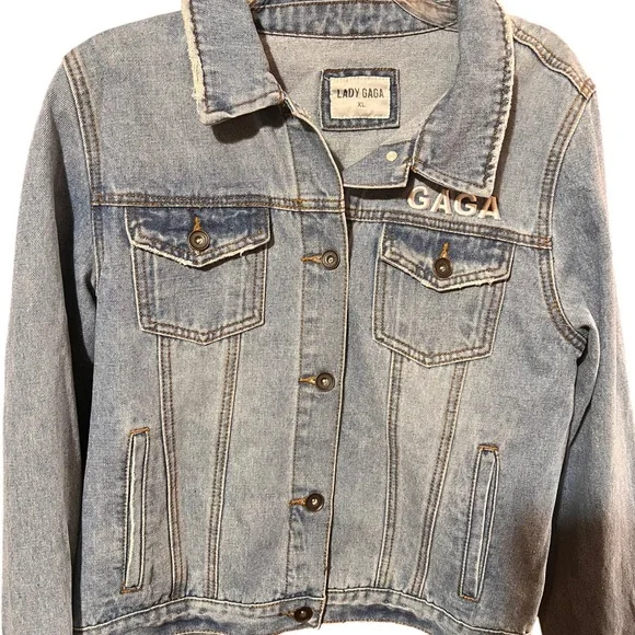 Lady Gaga Joanne Album Cover Denim Jacket Light Wash Blue Women XL Concert Merch - Picture 3 of 9